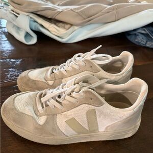 V-10 Sneakers in White, Natural, & Pierre